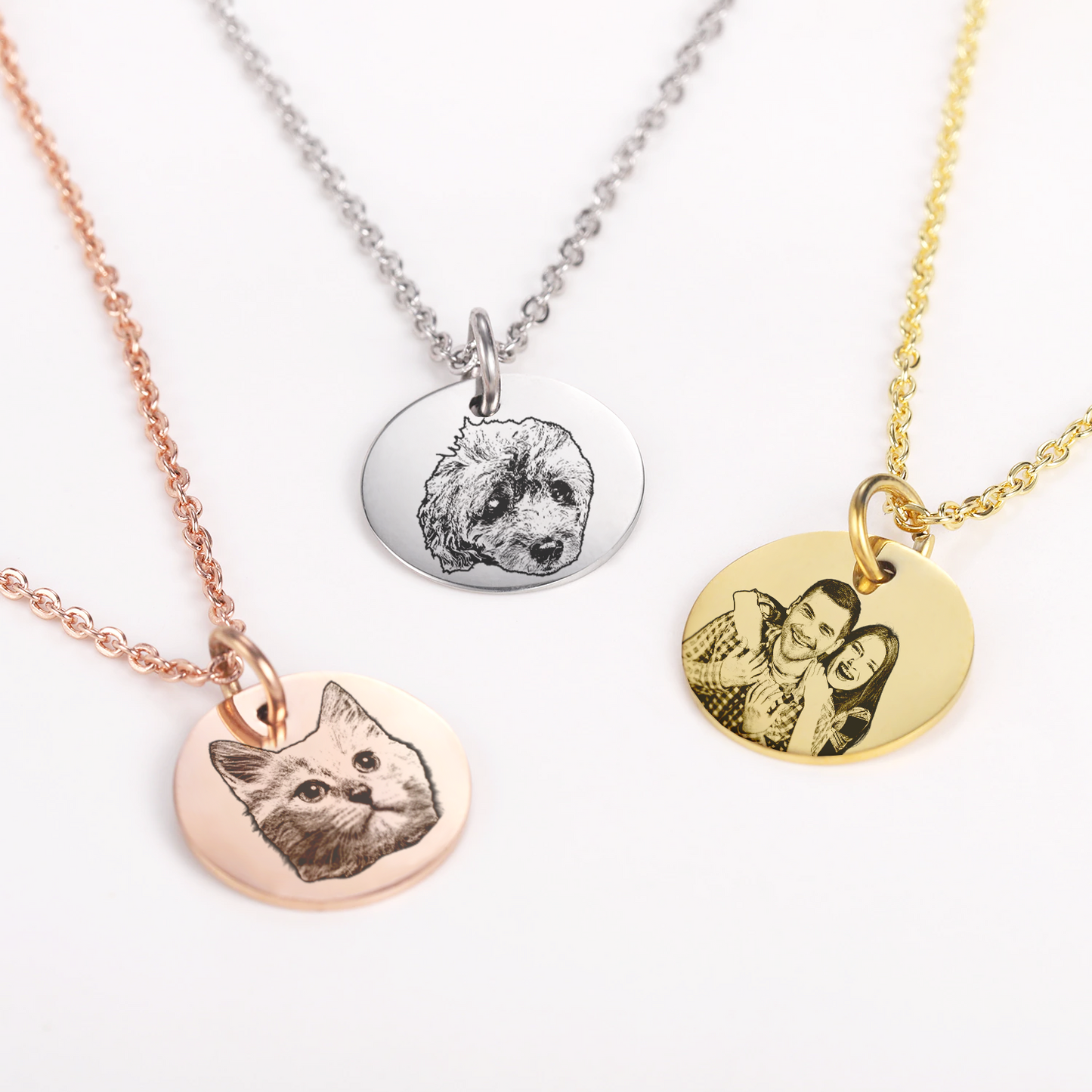 Colar com Pingente Redondo 15mm com Foto Personalizada em Aço Inox Premium