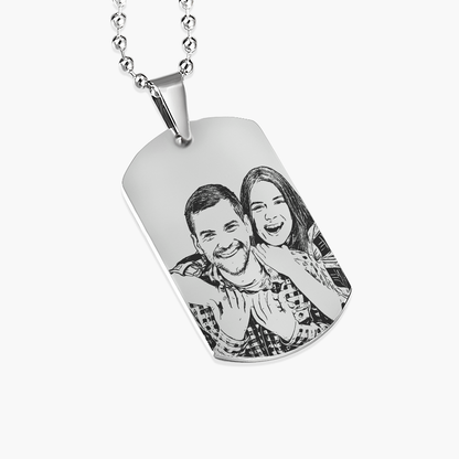 Colar com Pingente Estilo Militar com Foto Personalizada em Aço Inox Premium