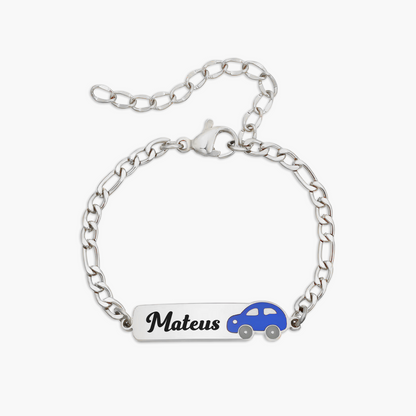 Pulseira Infantil Personalizada com Nome em Aço Inox Premium