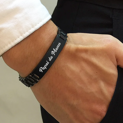 Pulseira de Aço Inox Ajustável Personalizada com Nome ou Frase em Aço Inox Premium