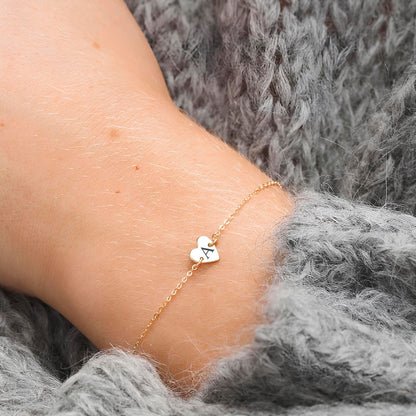 Pulseira Mini Coração Personalizada com Letra em Aço Inox Premium