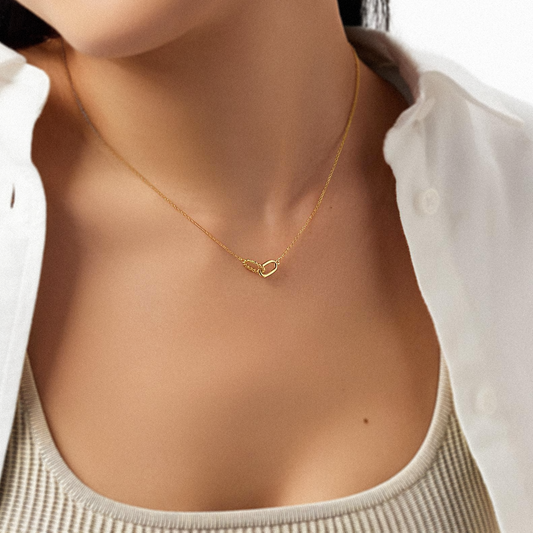 Colar Duo Loop com Elos Entrelaçados em Ouro 18k ou Prata