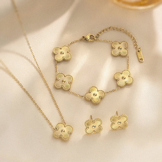Conjunto Trevo Shine em Ouro 18k