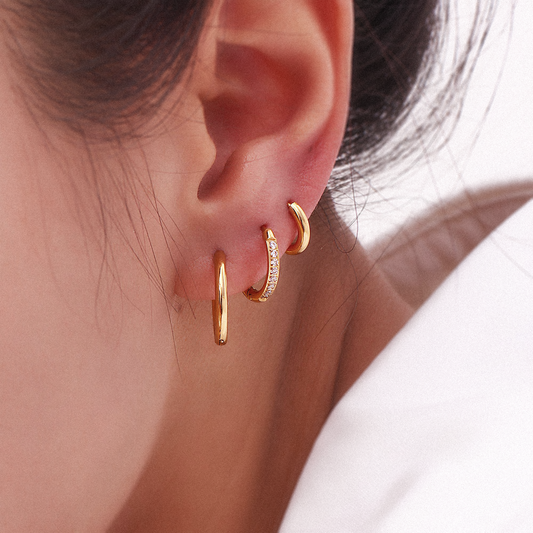 Brincos Orbit Mini Argola em Ouro 18k ou Prata com Zircônias