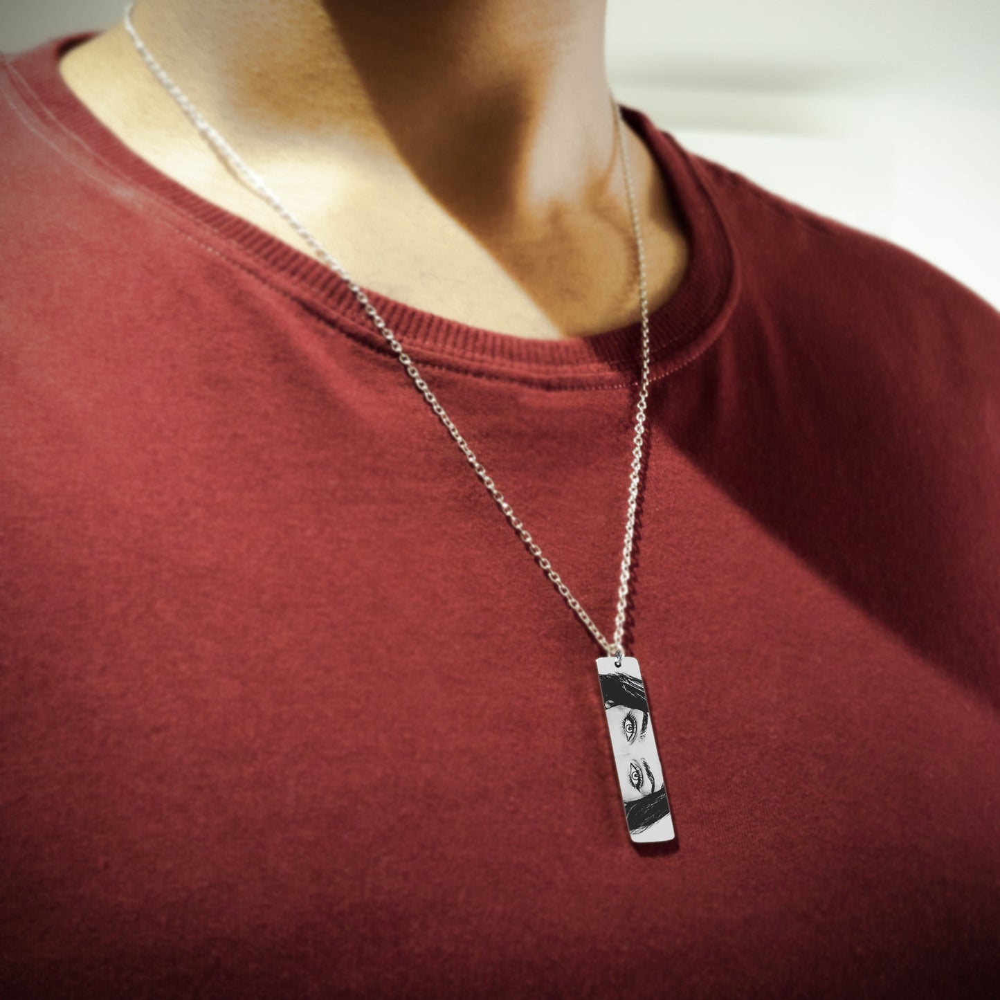 Colar com Olhar Personalizado em Aço Inox Premium