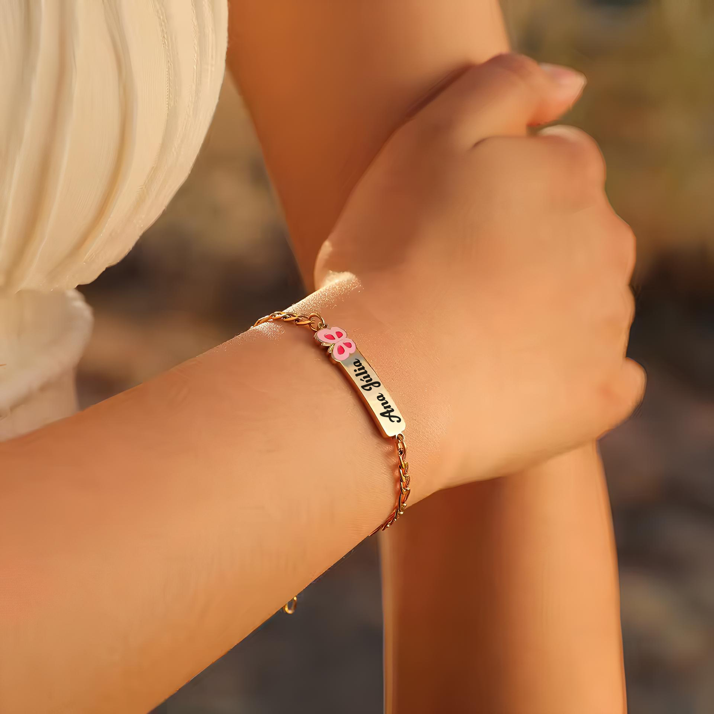 Pulseira Infantil Personalizada com Nome em Aço Inox Premium
