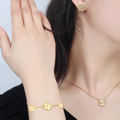 Conjunto Trevo Shine em Ouro 18k