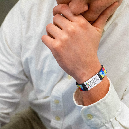 Pulseira Autismo Personalizada com Tag de Identificação em Silicone e Inox Premium