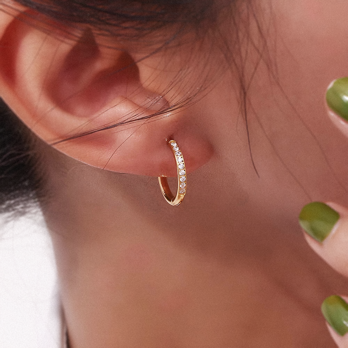 Brincos Orbit Mini Argola em Ouro 18k ou Prata com Zircônias