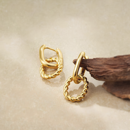 Conjunto Duo Loop com Elos Entrelaçados em Ouro 18k ou Prata