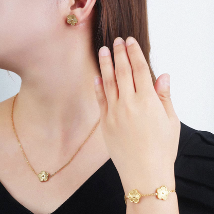 Conjunto Trevo Shine em Ouro 18k