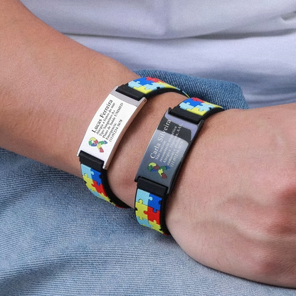Pulseira Autismo Personalizada com Tag de Identificação em Silicone e Inox Premium