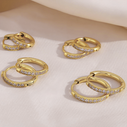 Brincos Orbit Mini Argola em Ouro 18k ou Prata com Zircônias
