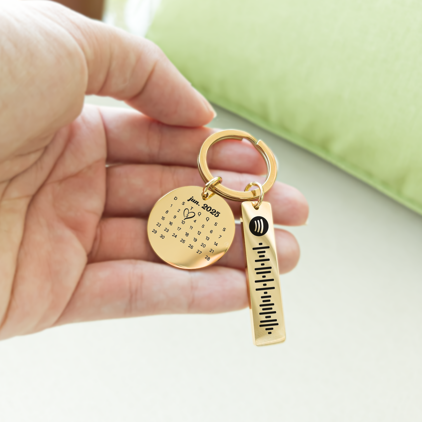 Chaveiro de Calendário + QR Code Spotify Personalizado em Aço Inox Premium