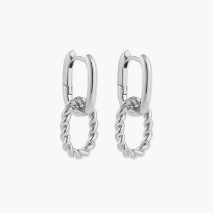 Brincos Duo Loop com Elos Entrelaçados em Ouro 18k ou Prata