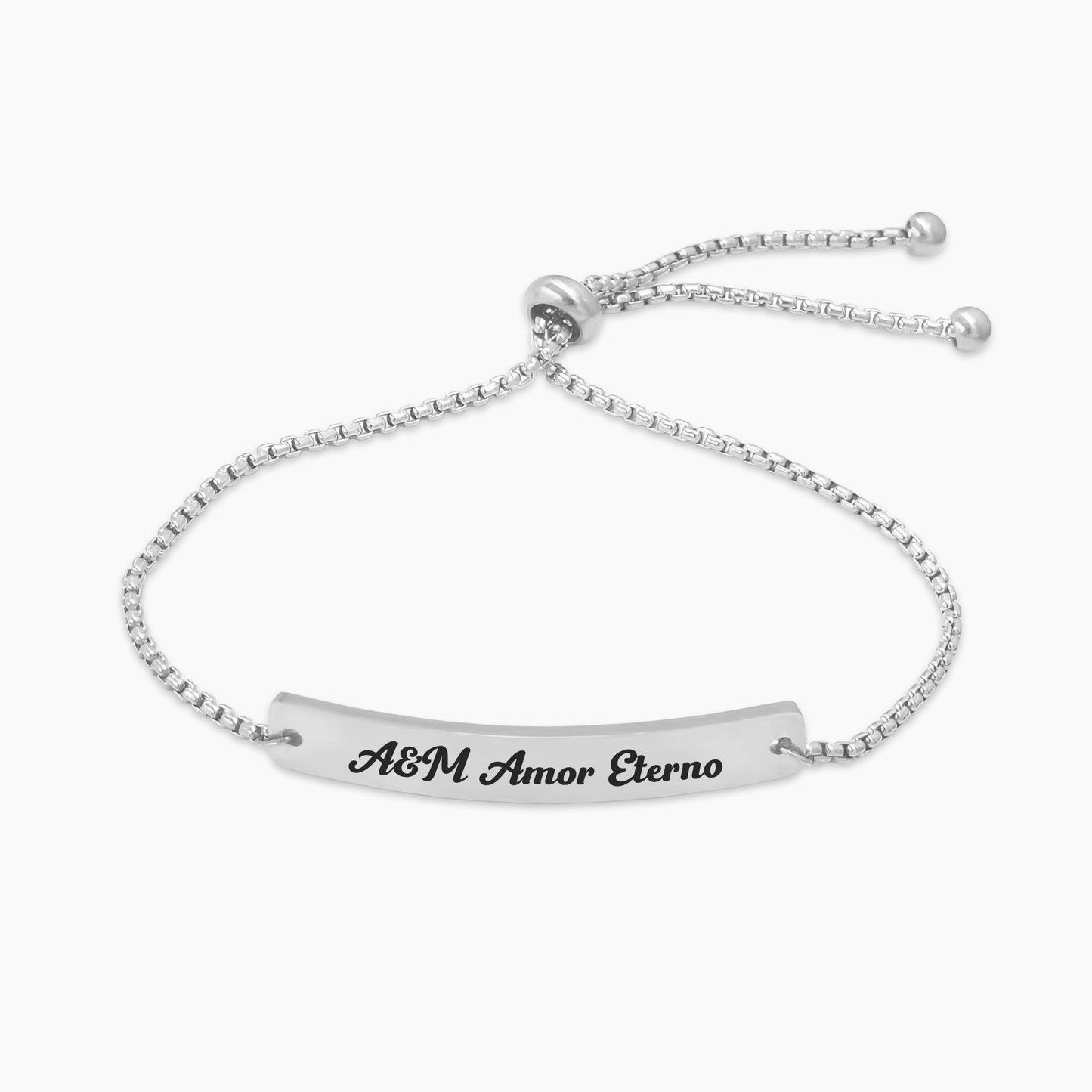 Pulseira Curva Personalizada com Nome ou Frase em Aço Inox Premium