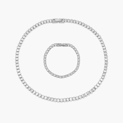 Conjunto Riviera em Ouro 18k ou Prata Cravejado com Pedras de Zircônia