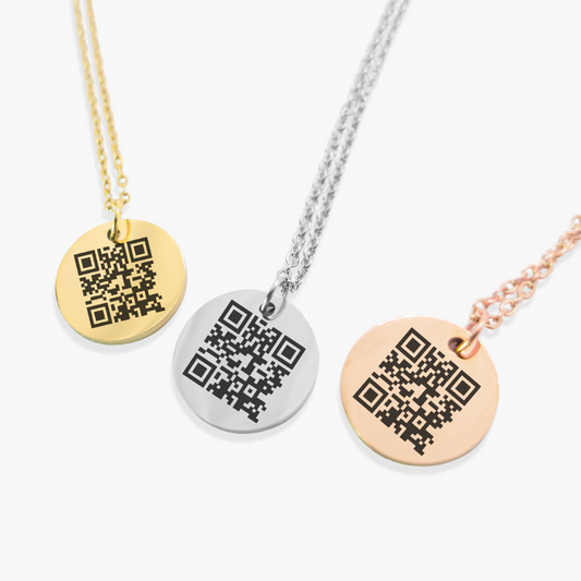 Colar com Pingente QR Code Áudio Eternizado Personalizado em Aço Inox Premium