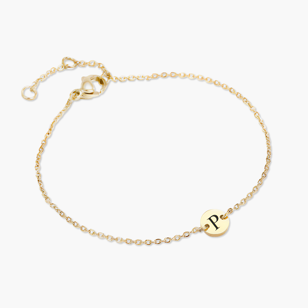 Pulseira Mini Personalizada com Letra em Aço Inox Premium
