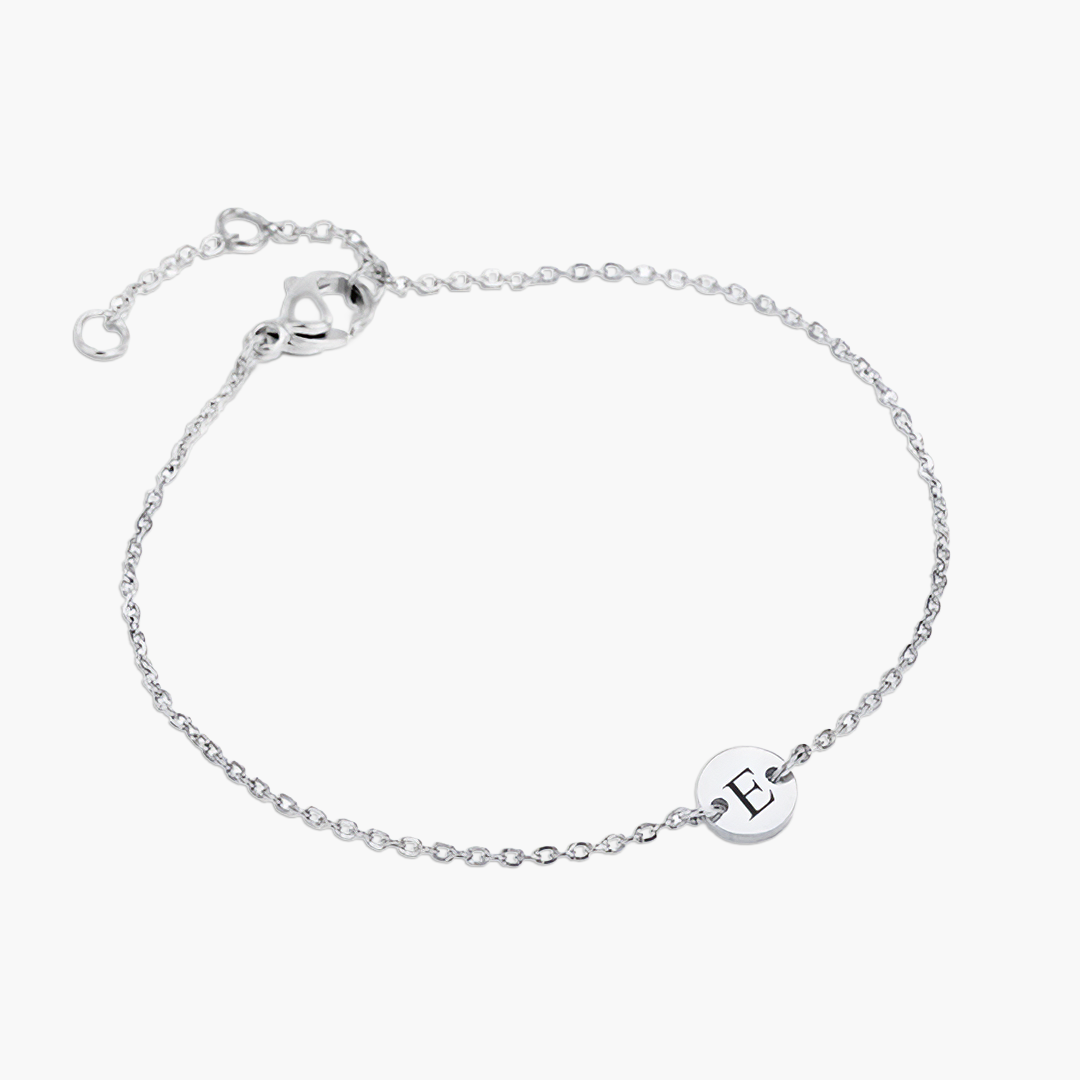 Pulseira Mini Personalizada com Letra em Aço Inox Premium