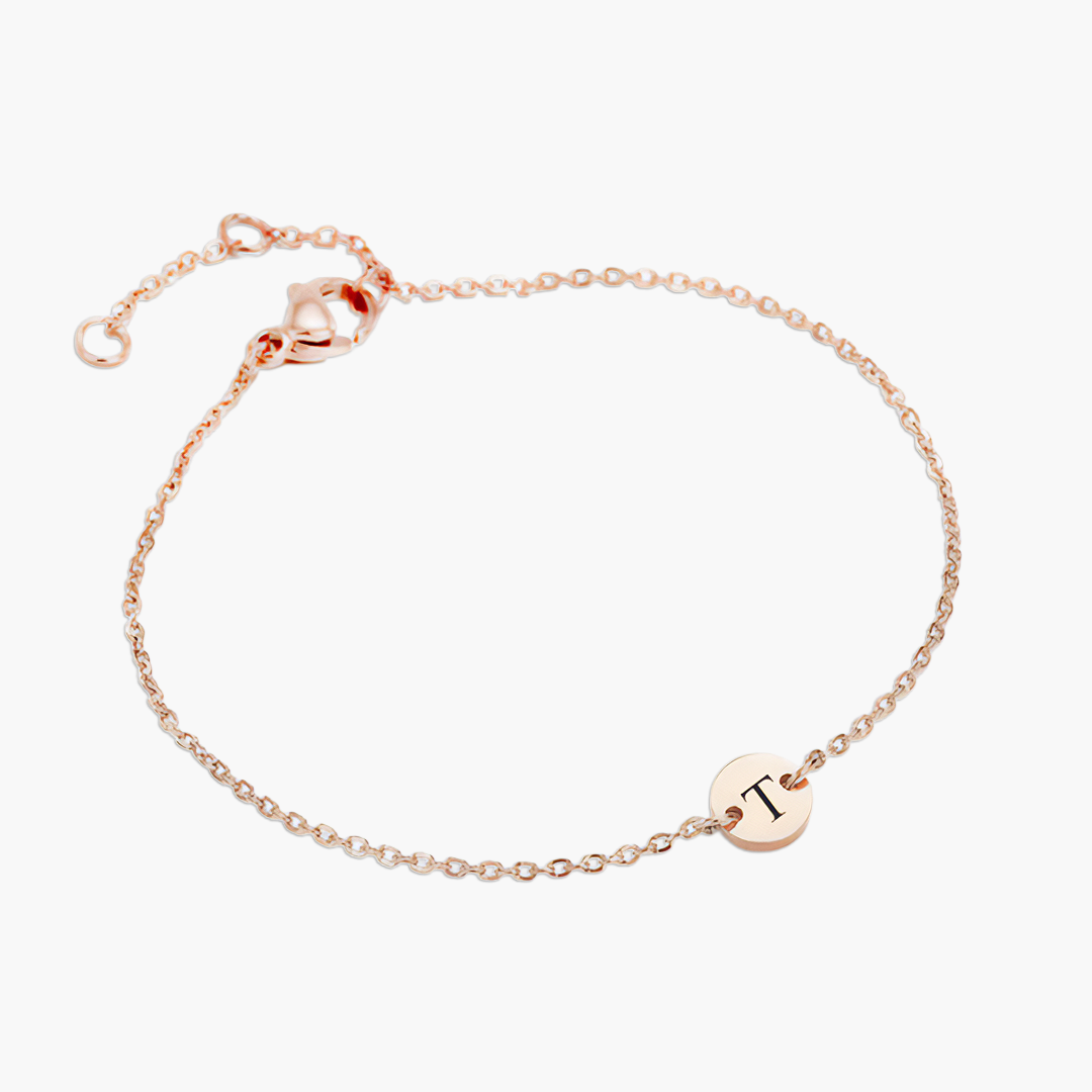 Pulseira Mini Personalizada com Letra em Aço Inox Premium