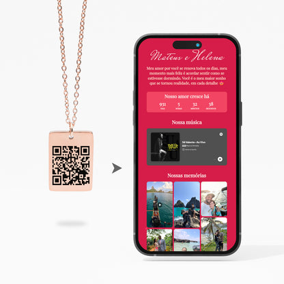 Colar com QR Code da sua Página Personalizada em Aço Inox Premium