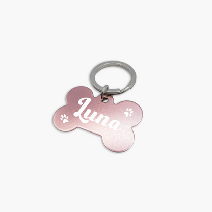 Tag de Identificação Pet Ossinho Personalizada Colors Alumínio