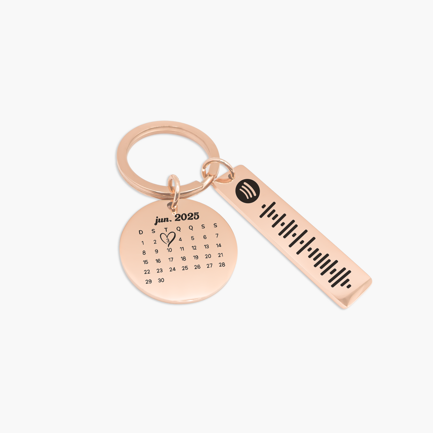 Chaveiro de Calendário + QR Code Spotify Personalizado em Aço Inox Premium