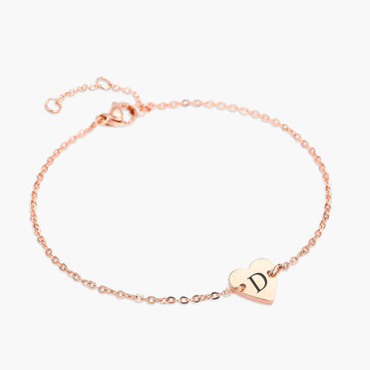 Pulseira Mini Coração Personalizada com Letra em Aço Inox Premium