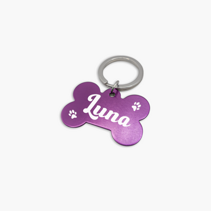 Tag de Identificação Pet Ossinho Personalizada Colors Alumínio