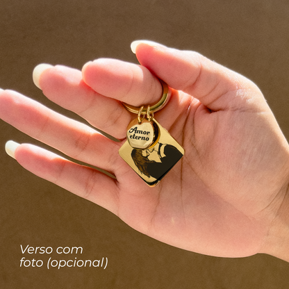 Chaveiro de Calendário com Data Especial + Pingente Personalizado em Aço Inox Premium